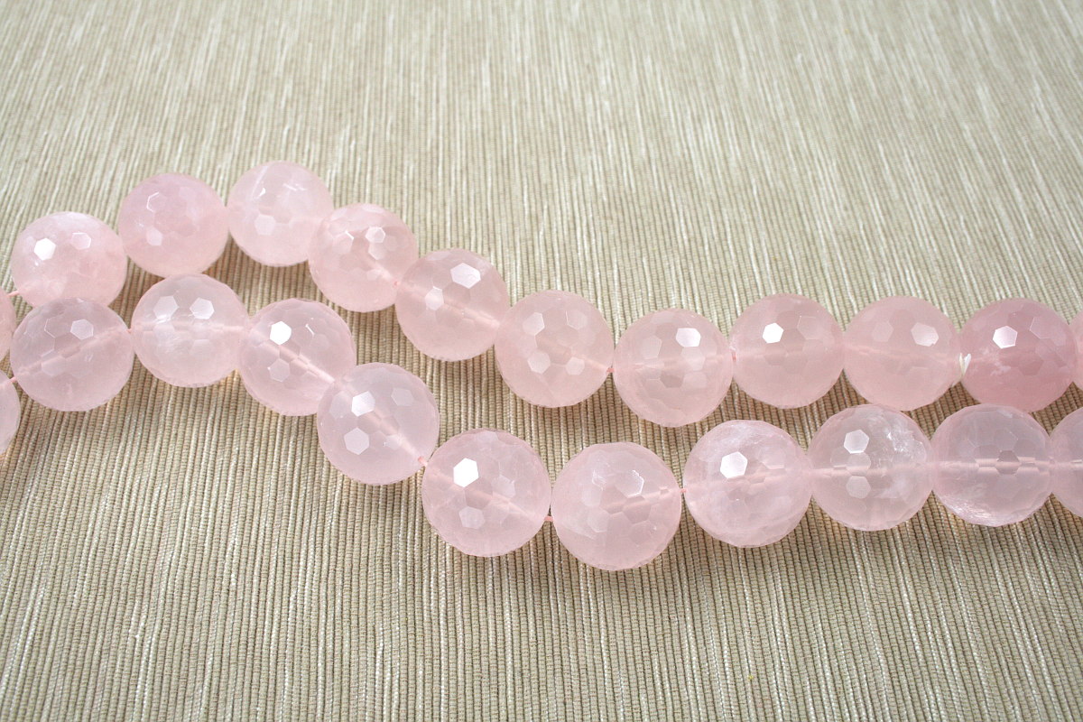 Pink Quartz strands faceted round shape size 24mm