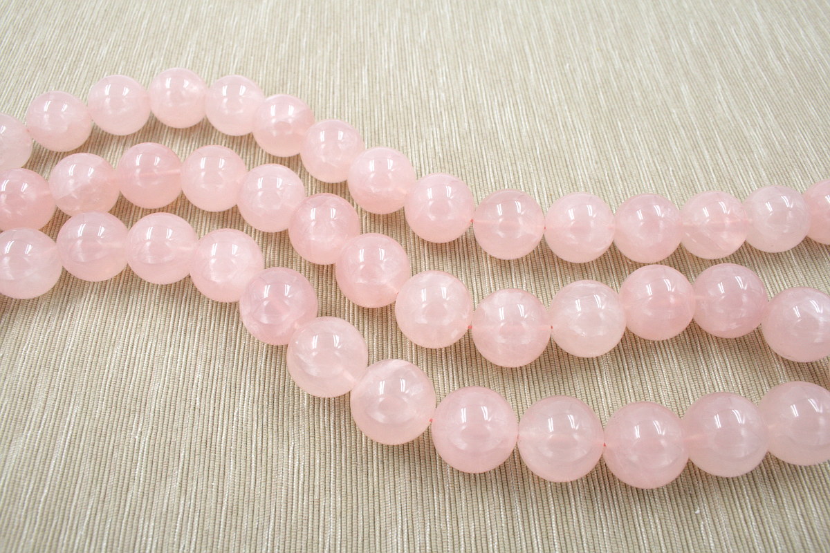 Pink Quartz strands round shape size 24mm
