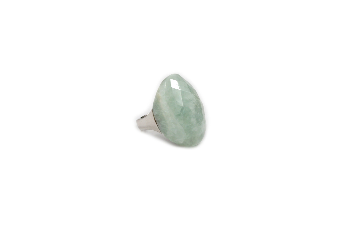 Anello in argento con spola pietra dura ovale sfaccettatata 23x30mm - Vari Colori - immagine 4