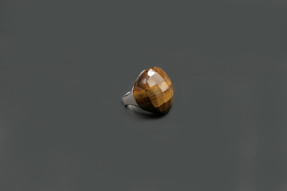 Anello argento pietra dura round sfaccettata 27mm - Vari Colori - immagine 2