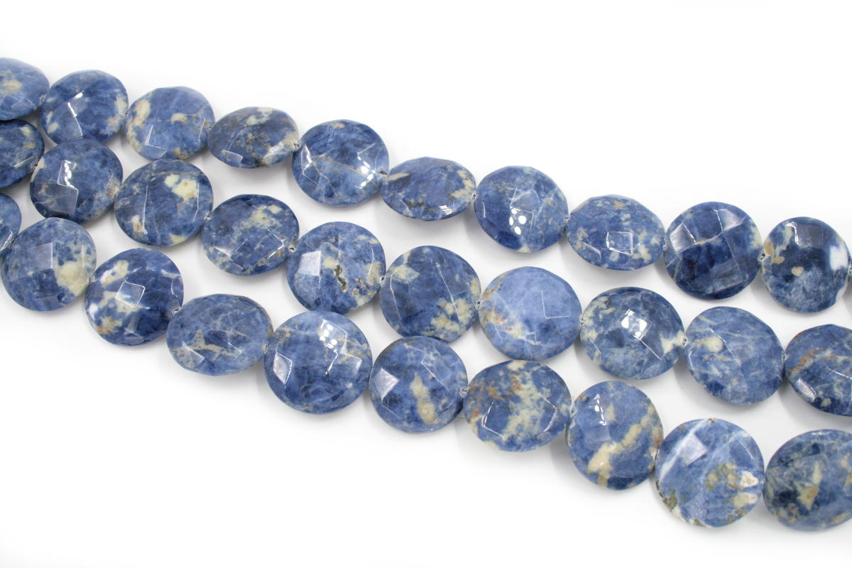 Ssodalite strands faceted coin shape size 35x9mm