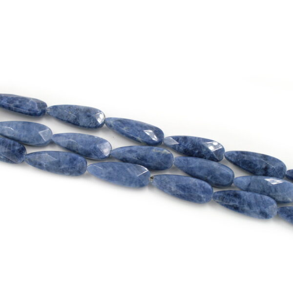 Sodalite strands faceted flat drop shape size 30x10x8mm