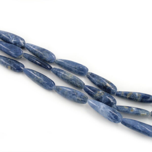 Sodalite strands faceted flat drop shape size 30x10x8mm
