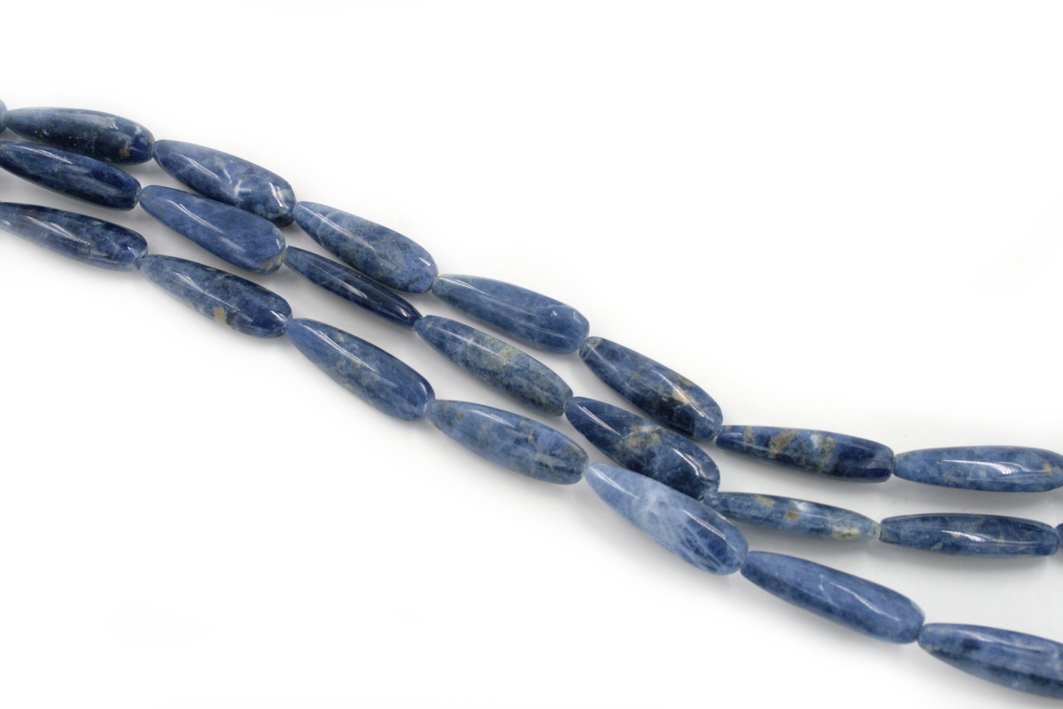 Sodalite strands faceted flat drop shape size 30x10x8mm