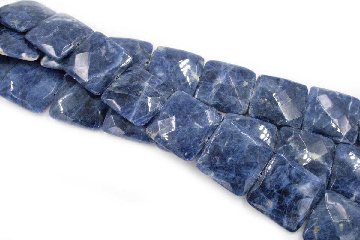 Sodalite strands faceted square shape size 35x9mm