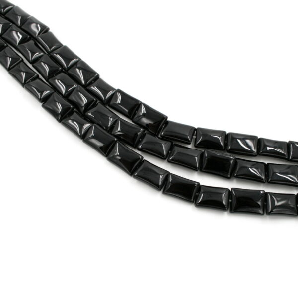 Black agate strands rectangular shape size 14x10mm