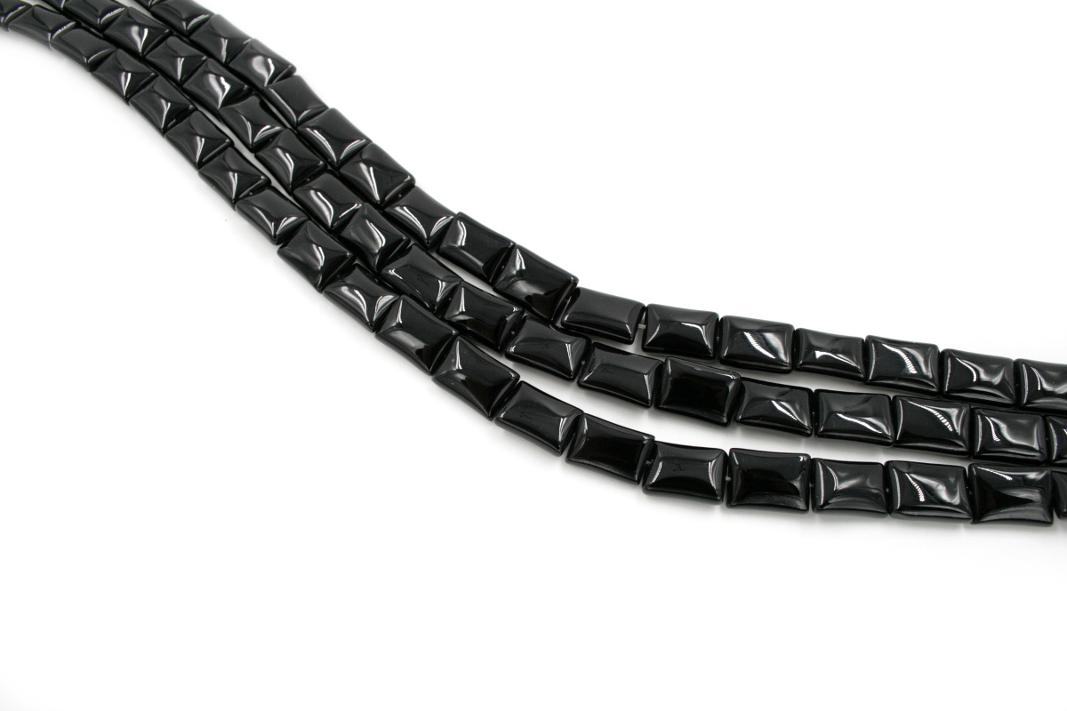 Black agate strands rectangular shape size 14x10mm
