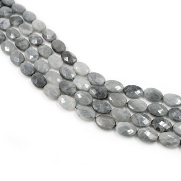 Eagle Eye strands faceted flat oval shape size 12x8mm