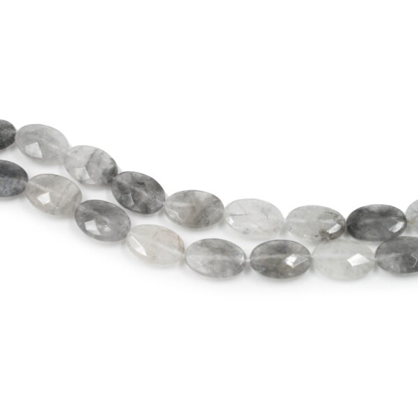 Cloudy quartz strands faceted flat oval shape size 18x12mm