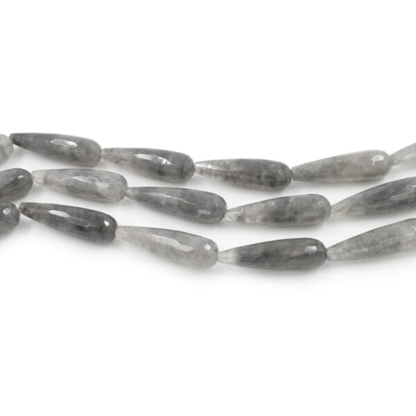 Cloudy quartz strands faceted flat shape size 40x12mm - 40x10mm