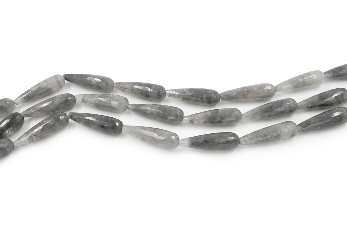Cloudy quartz strands faceted flat shape size 40x12mm - 40x10mm