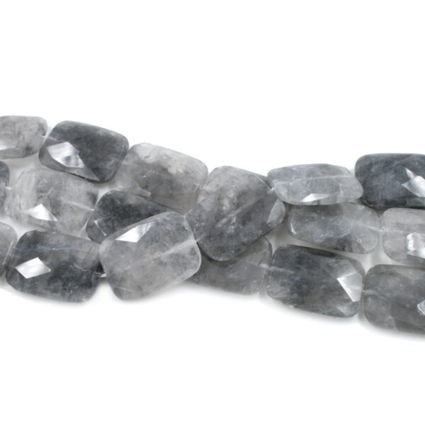 Cloudy quartz strands faceted rectangular shape size 30x22mm