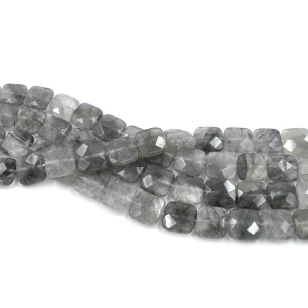 Cloudy quartz strands faceted square shape size 14mm
