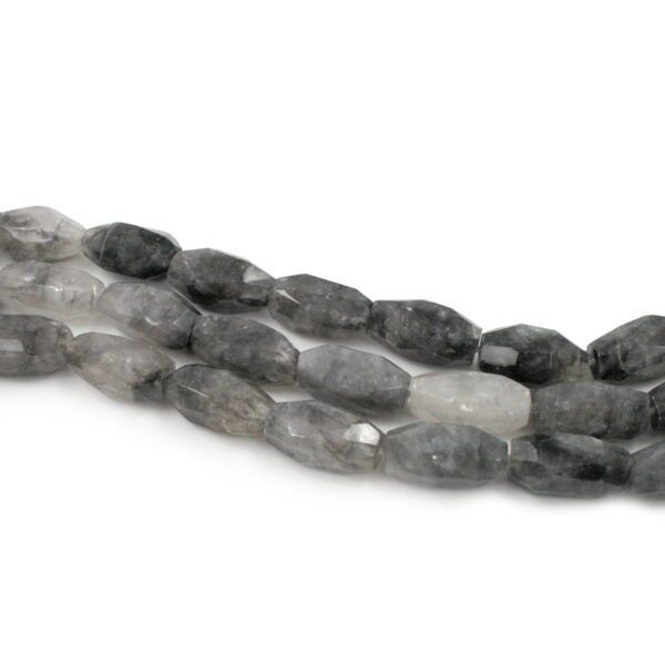 Cloudy quartz strands faceted stone shape size 30x15mm