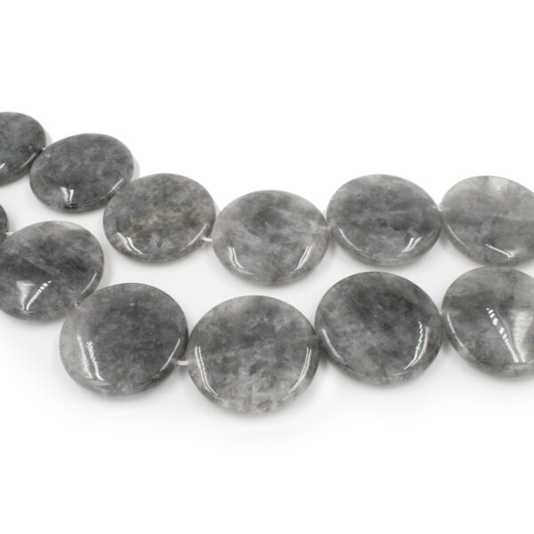 Cloudy quartz strands coin shape size 50mm
