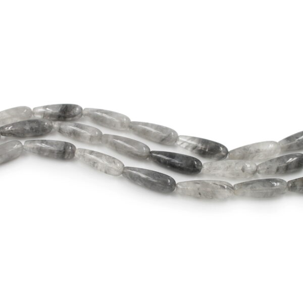 Cloudy quartz strands drop shape size 30x10mm