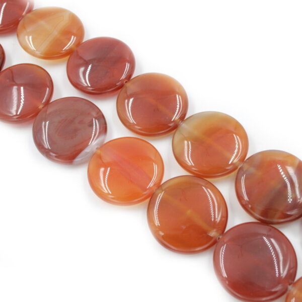 Red Agate strands coin shape size 35mm - Multicolor