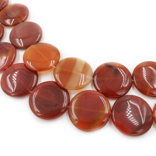 Red Agate strands coin shape size 45mm - Multicolor