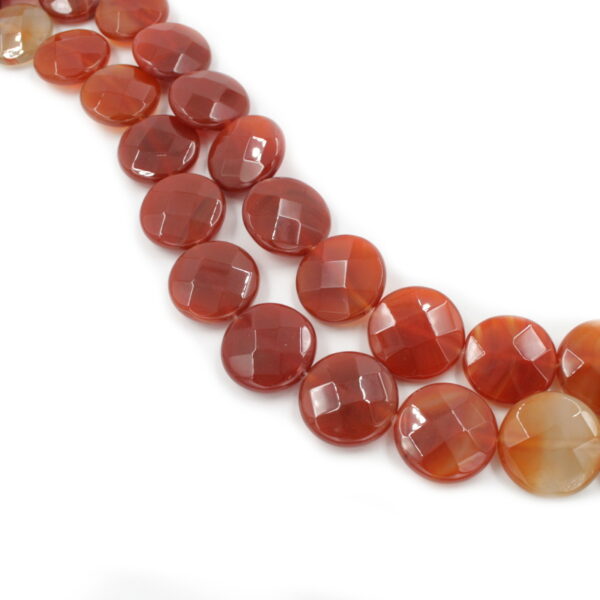 Red Agate strands faceted coin shape size 25mm - Multicolor