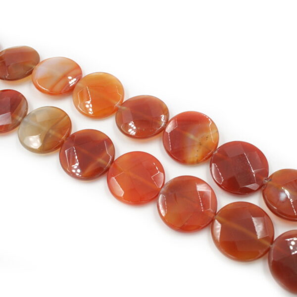 Red Agate strands faceted coin shape size 30mm - Multicolor
