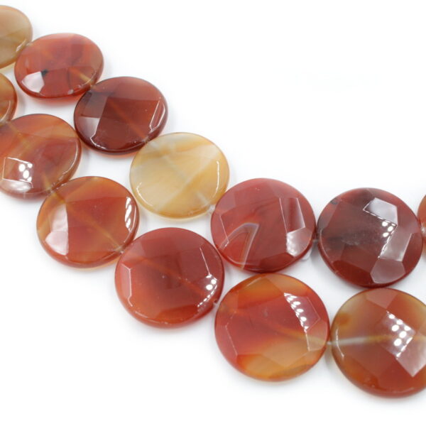 Red Agate strands faceted coin shape size 35mm - Multicolor