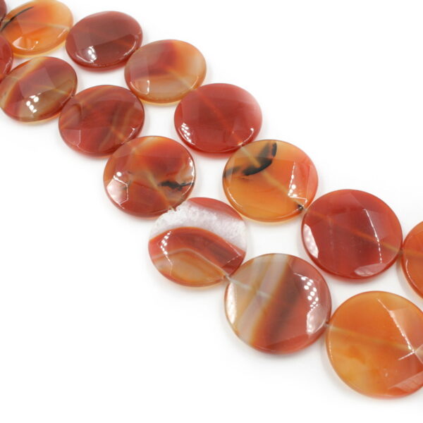 Red Agate strands faceted coin shape size 40mm - Multicolor