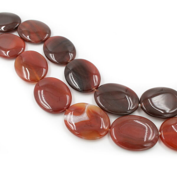 Red Agate strands flat oval shape size 45x35mm - Multicolor