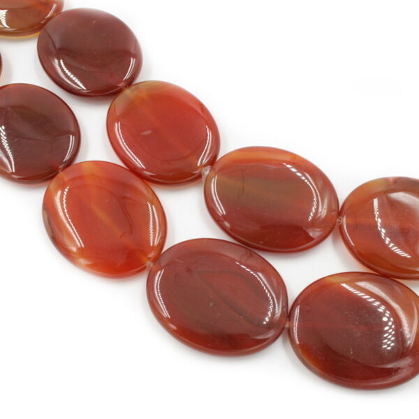 Red Agate strands flat oval shape size 50x40mm - Multicolor
