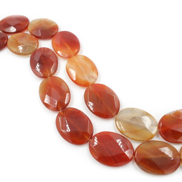 Red Agate strands faceted flat oval shape size 40x30mm - Multicolor