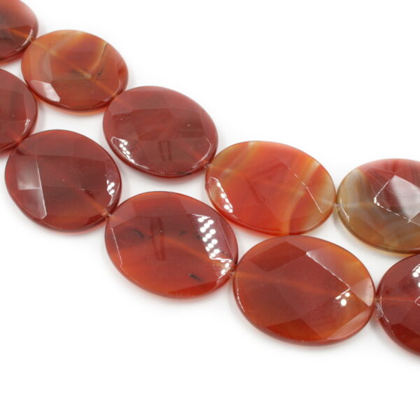 Red Agate strands faceted flat oval shape size 50x40mm - Multicolor