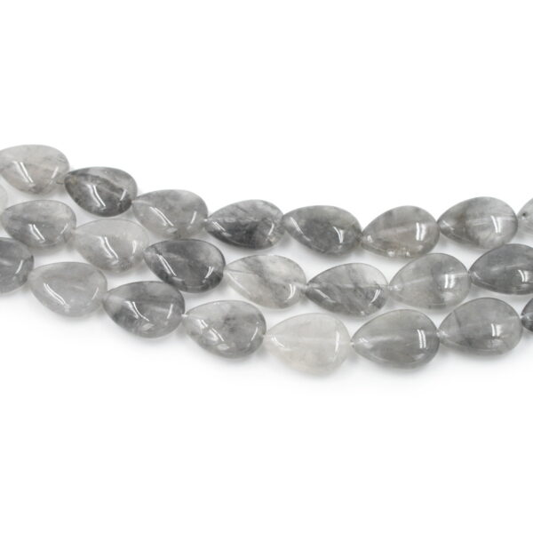 Cloudy quartz strands flat drop shape size 20x15mm