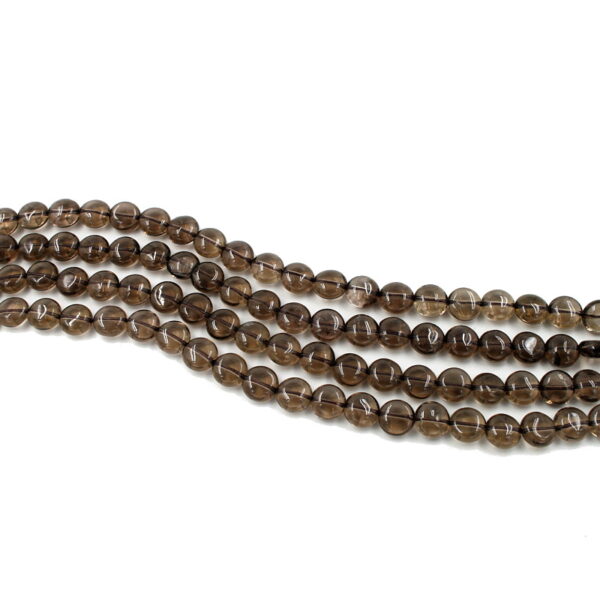 Smoky Quartz strands coin shape size 10mm