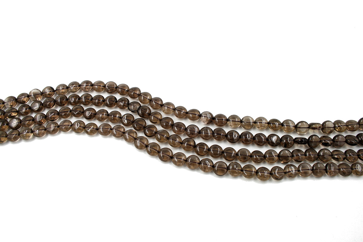Smoky Quartz strands coin shape size 10mm