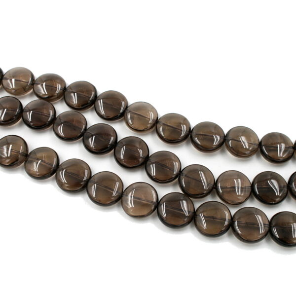 Smoky Quartz strands coin shape size 16mm