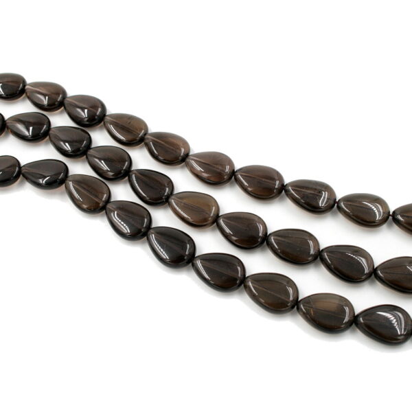 Smoky Quartz strands flat drop shape size 18x13mm