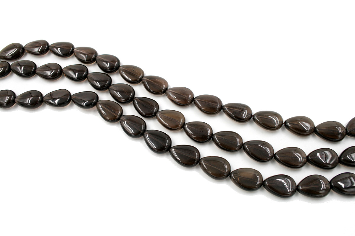 Smoky Quartz strands flat drop shape size 18x13mm