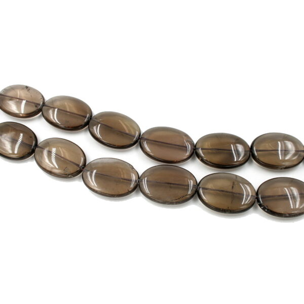 Smoky Quartz strands flat oval shape size 30x15mm