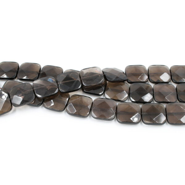 Smoky Quartz strands faceted square shape size 20mm