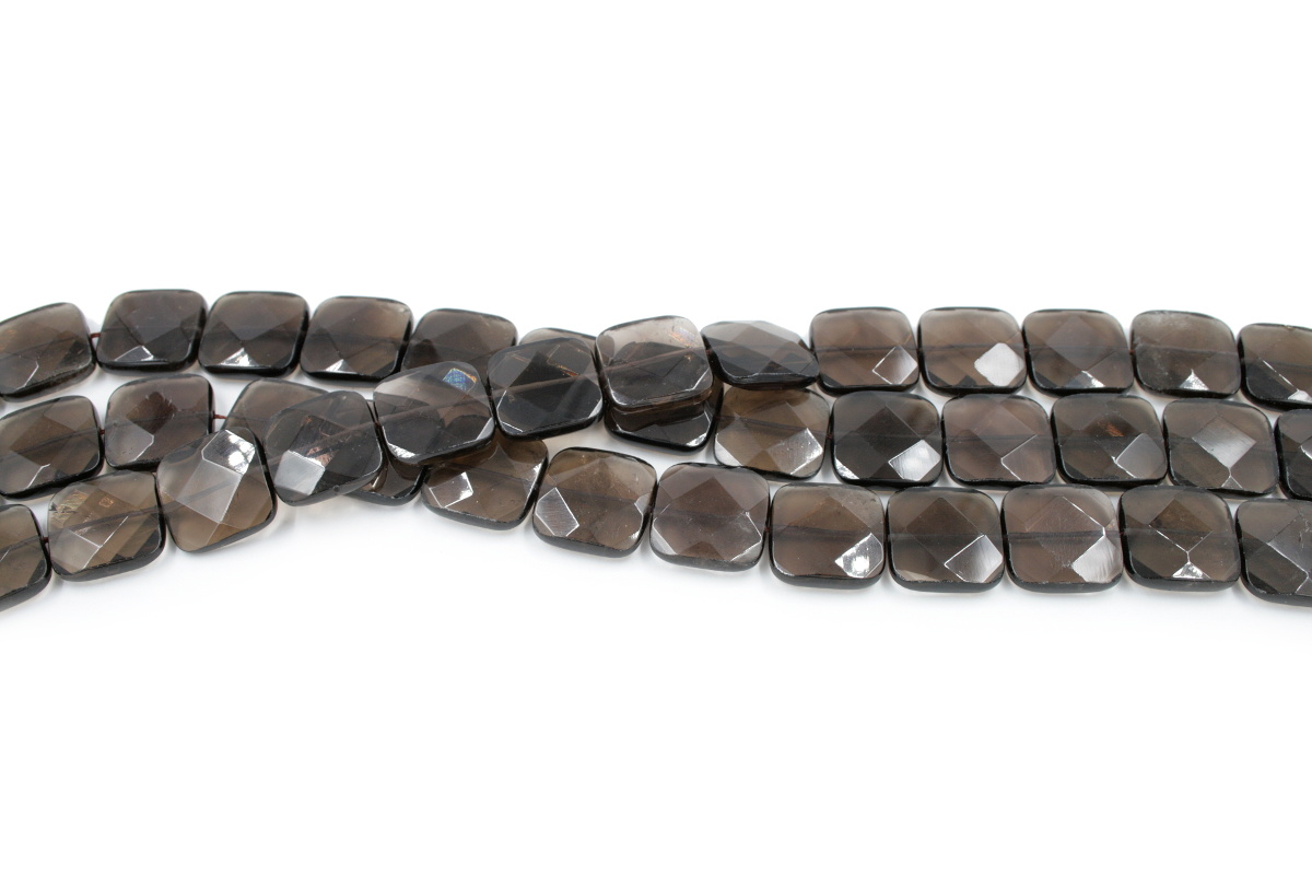 Smoky Quartz strands faceted square shape size 20mm