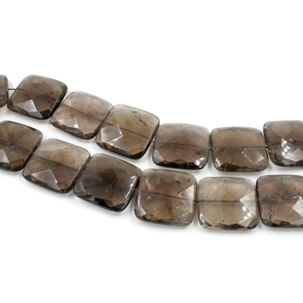 Smoky Quartz strands faceted square shape size 30mm