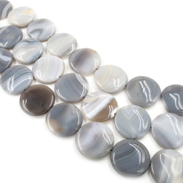 Grey Botswana Agate strands coin shape size 30mm