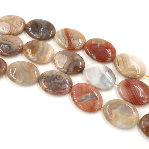 Botswana Yellow Agate strands flat oval shape size 40x30mm