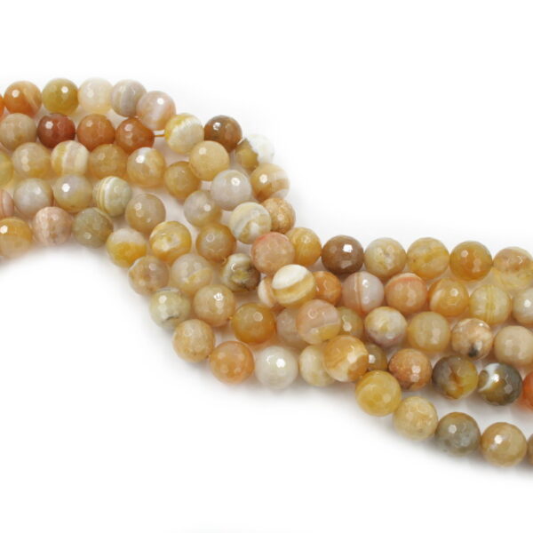 Botswana agate strands faceted round shape size 14mm