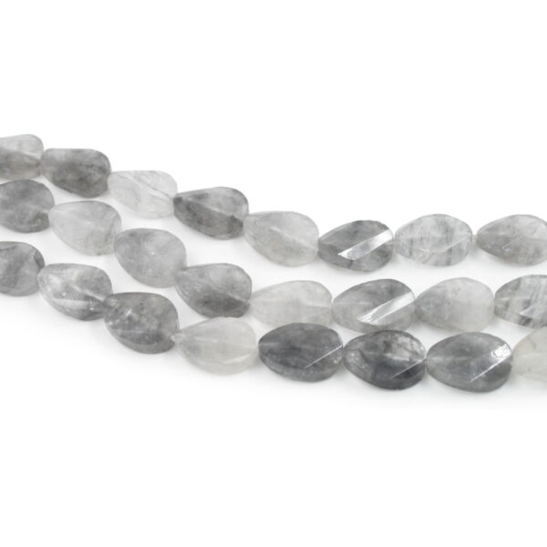 Cloudy quartz strands faceted flat twist oval shape size 18x13mm