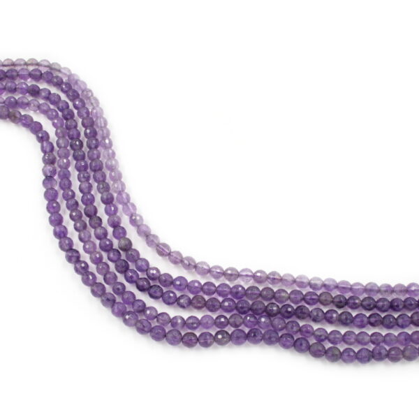 Amethyst strands faceted round shape size 5mm