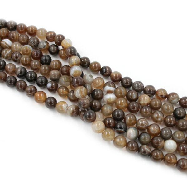 Brown Striated Agate strands round beads 6mm to 20mm