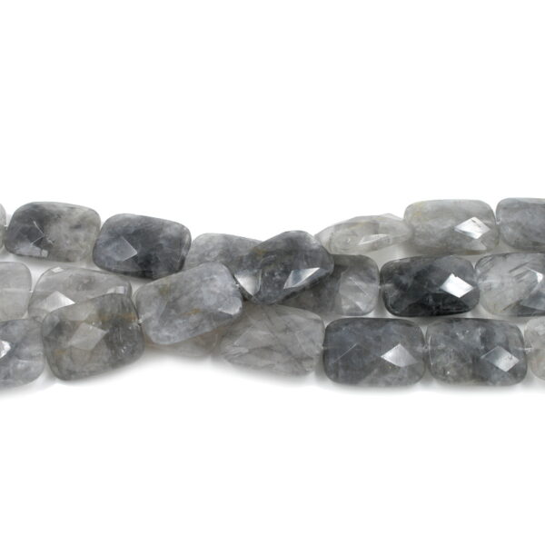 Cloudy quartz strands faceted rectangular shape size 25x18mm