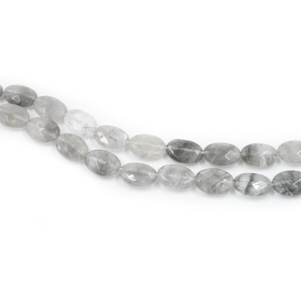 Cloudy quartz strands faceted flat oval shape size 14x10mm