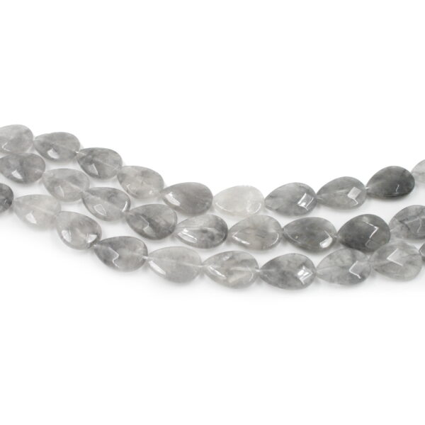 Cloudy quartz strands faceted flat drop shape size 20x15mm