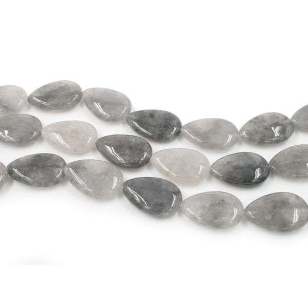 Cloudy quartz strands flat drop shape size 30x20mm